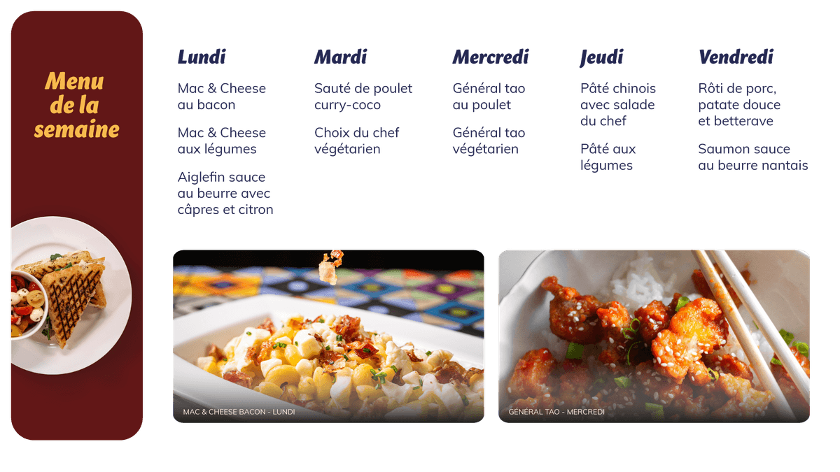 Menu de la semaine du 19 au 23 janvier